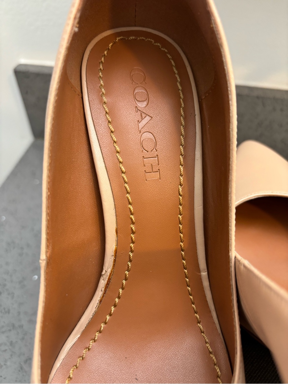 Coach Beige Leather Pointed-Toe Heels - Picture 4 of 6